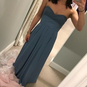 Slate Blue Bill Levkoff Strapless Dress style 1121